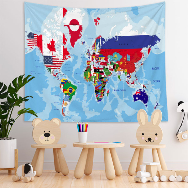 Large world map tapestry children's tapestry bedroom living room