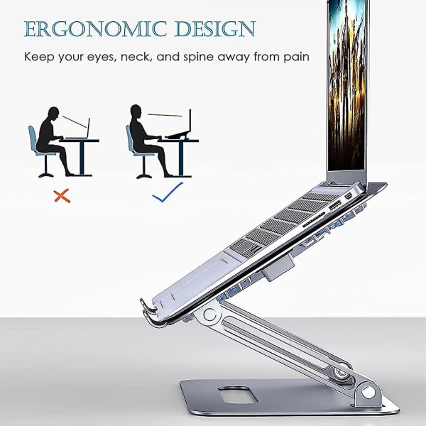 Bærbar computer stand, justerbar notebook stand, ergonomisk computer stand til skrivebordet