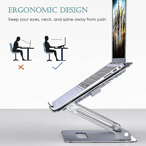 Laptopstativ, Justerbart Notebookstativ, Ergonomiskt Datorstativ för Skrivbordet