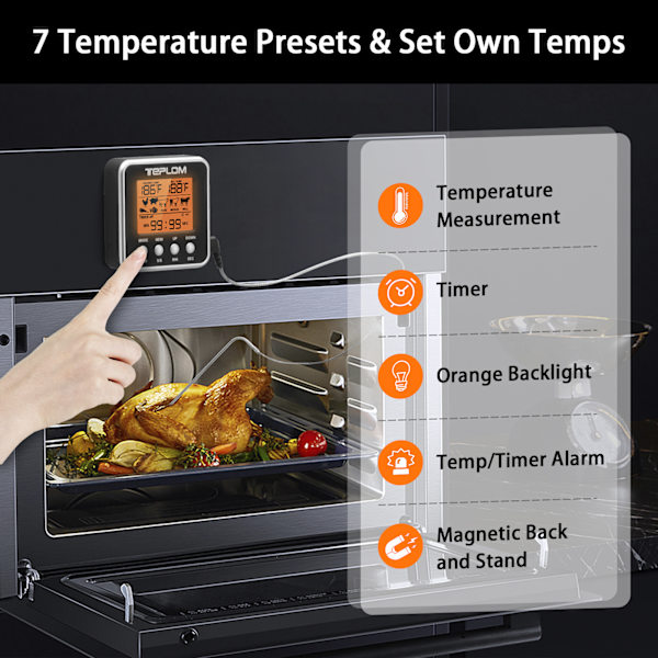 Exakt digital kötttermometer för rökare, bakning, grill, med T
