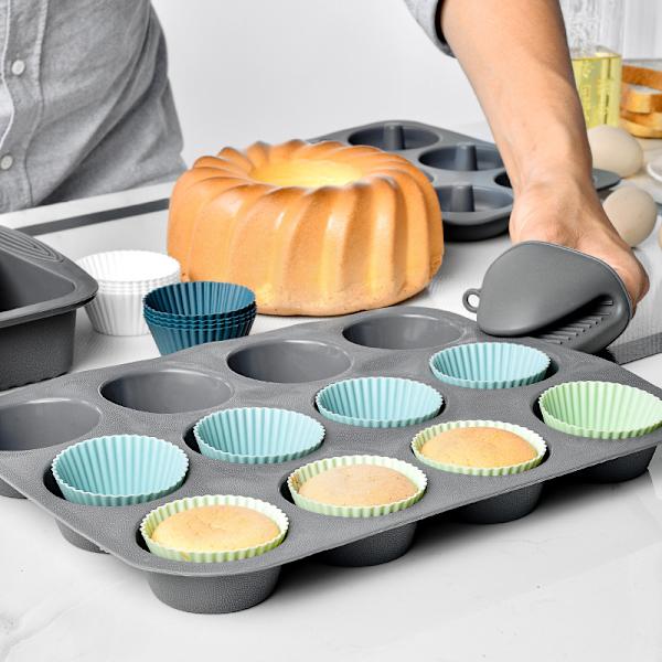Morandi Färg Rund Set Tårtform Bakning Ägg Tårta Ångad Ägg Hjälpmat Form Silikon Muffinform (24st, färg som visas)