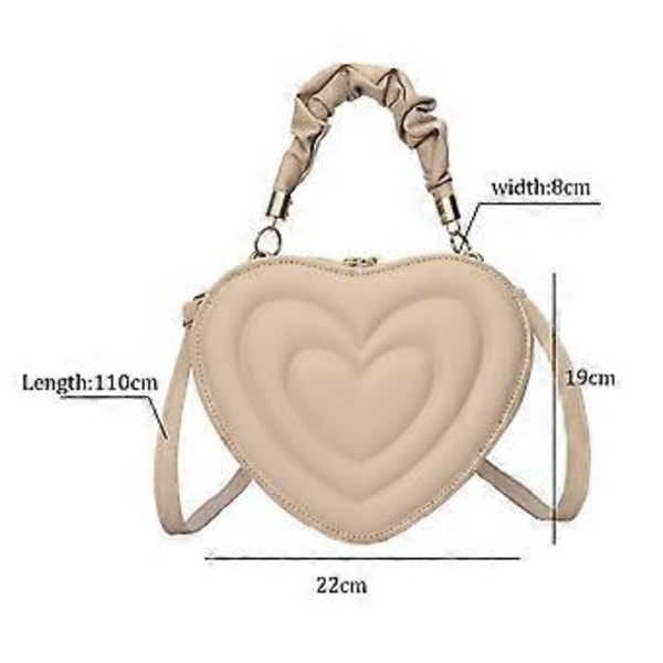 Hjärtformad Axelväska Crossbody Väska Söt Enfärgad Trendig PU Casual Satchel Crossbody Plånbok för Kvinnor Födelsedagspresent (Khaki) Khaki