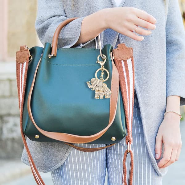 (Sølv) Lykke elefant nøgleringe Opal Rhinestone nøgleringe til kvinder
