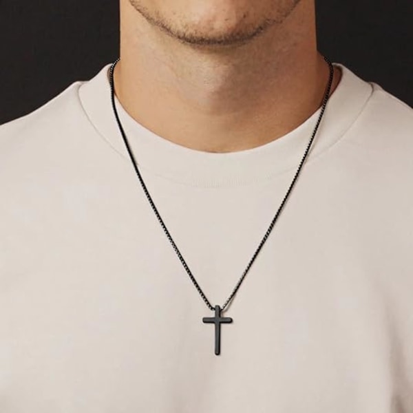 Cross Necklace for Men, Stainless Steel Cross Pendant Necklaces f