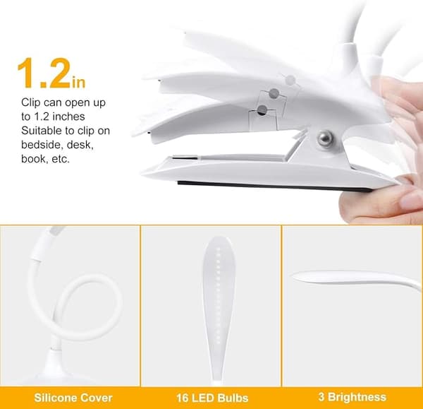 LED klipsbordlampe kontor seng hode leselampe sovesal studie