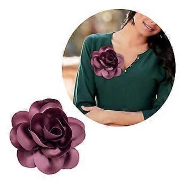 Huomiota herättävä erottuva kukka-rinta-koru, kukka-rintaneula, asuste, kaulusneula, koriste muotiharrastajille, tummanruskea Dark Brown