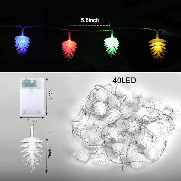 Joulu männynkäpy string valot 40 LED 19.68 jalkaa keiju valot