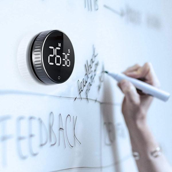 Digital kökstimer Stor LED-display Magnetisk nedräkningstimer för kök Klassrum Fitness Matlagning Studier Lätt för barn och äldre - Svart