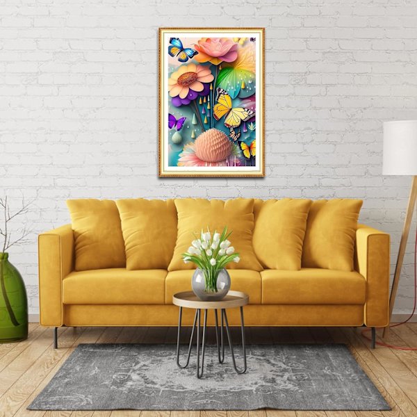30x40cm Kukkakimallinen Timanttimaalaus Aikuisten, 5D Perhoset Diamo