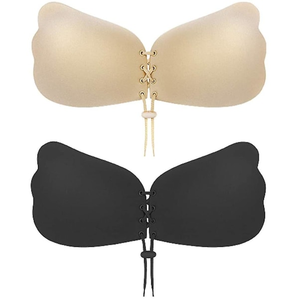 Sticky Bra 2 Pairs Strapless Backless Bra Adhesive Invisible Lift Up Bra Push Up Bra For Backless Dress（A）