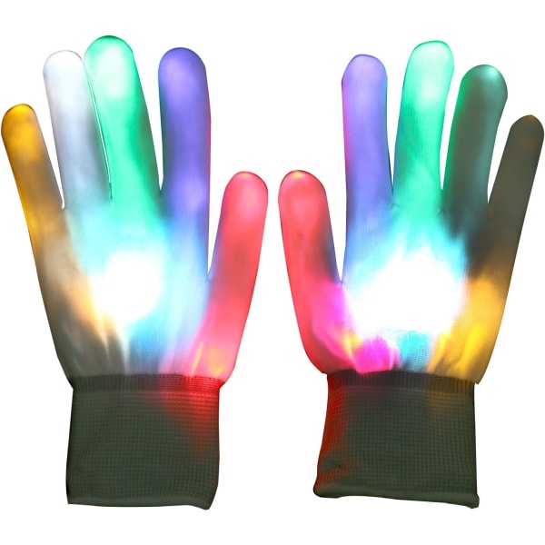 Ett par LED-2-handskar, lysande/färgglada, blinkande/flerfärgade LED