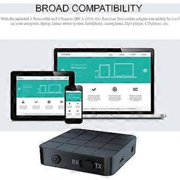 Bluetooth 5.0 Trådløs Audio Transmitter Receiver HIFI Musik Adapter RC