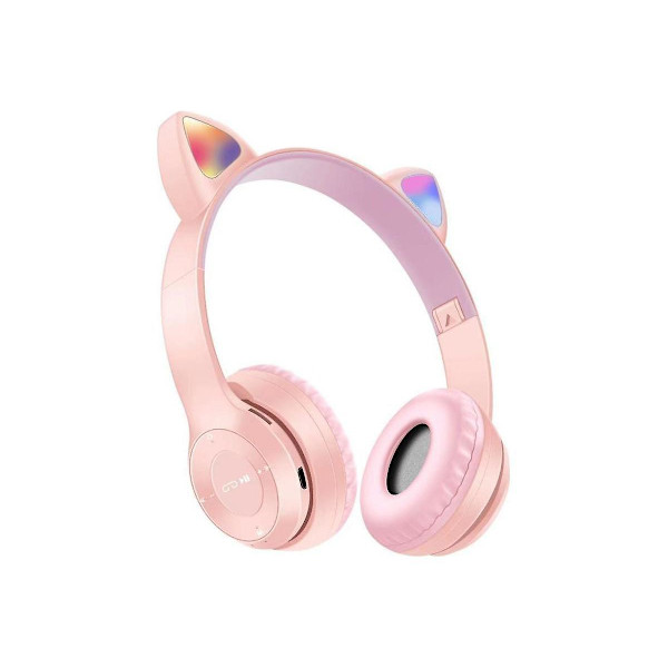 Söpö kissankorvainen langaton Bluetooth-kuuloke (vaaleanpunainen)