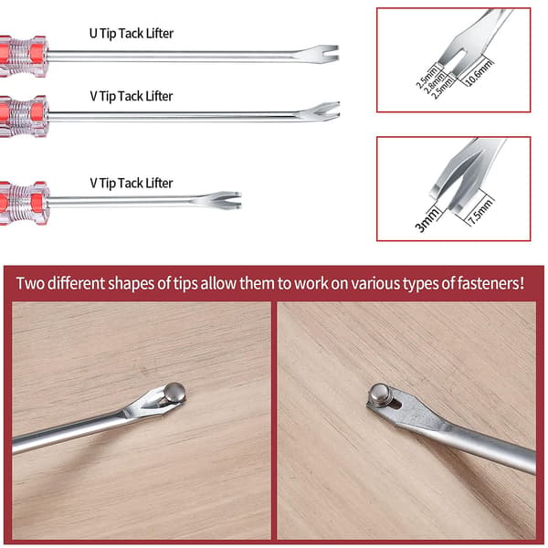 Upholstery Staple Remover och Tack Lifter Tool Set, Heavy Duty Nail Puller Remover Tool, Nail Staple Rivet Tack Puller