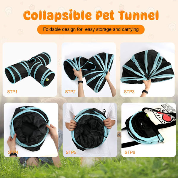 1 st Pet Tunnel, Fällbar 3 Vägar, Kanin Gömma Liten Djur Aktivitet Tunnel Leksak för Unga Hundar Kanin Marsvin Kattunge