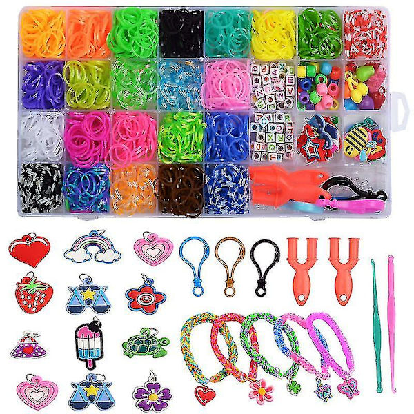 Gummibands refill kit armbandssats med 1500 färgglada band i 23 färger