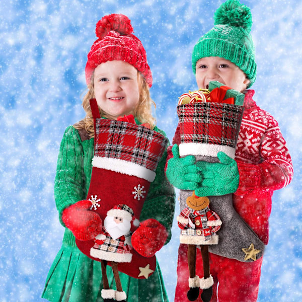 Julstrumpor, 3-pack Julgåväska Dekoration Gåva Bea