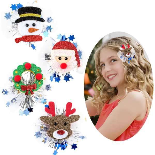Julklipp för hår, 4-pack, flickor, snögubbe