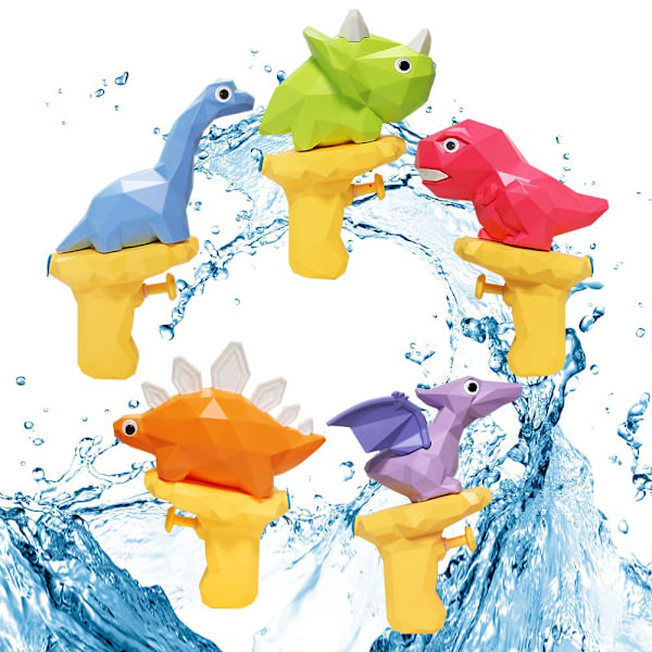 5 stk Dinosaur leketøy vannpistol Push Mini Cartoon vannpistol Leke vannspill