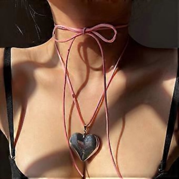 Sydänkaulakoru Säädettävä Solmu Choker Ketju Säädettävä Kaulaketju Muoti Minimalistinen Korut Kaulan Lisävaruste Lahja Silver black