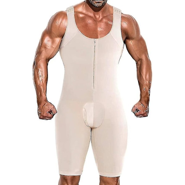 Mäns Shapewear, Bodysuit Full Body Shaper, Kompressionsformande Kostym Andningsbar（XL Hudfärg）