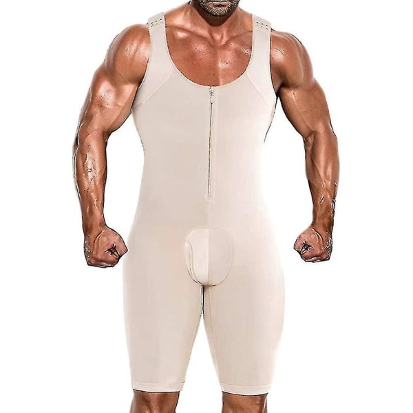 Shapewear for menn, bodysuit Full Body Shaper, kompresjonsslankende dress pustende（2XL hudfarge）