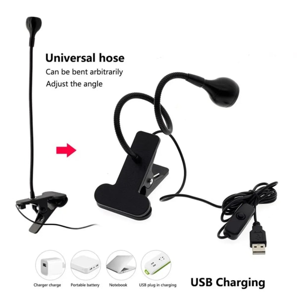Led Ultravioletta lampor Clip-On flexibel metallrör UV-lampa USB Mi