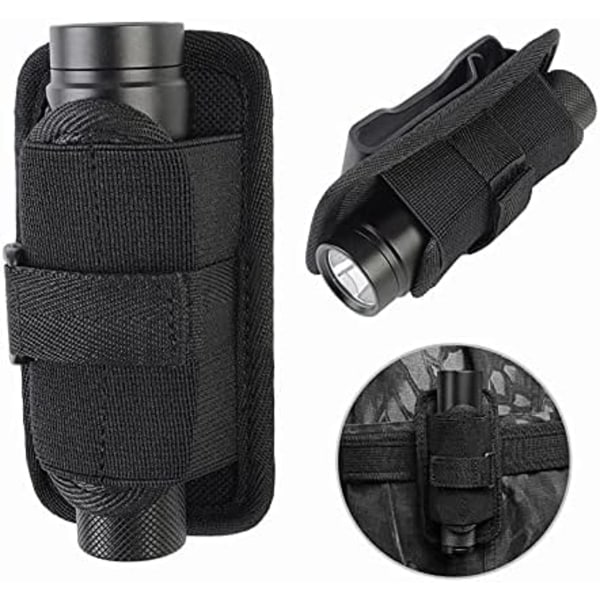 Taktisk Molle Ficklampa Holster Påse För Bälte Med 360 Grader