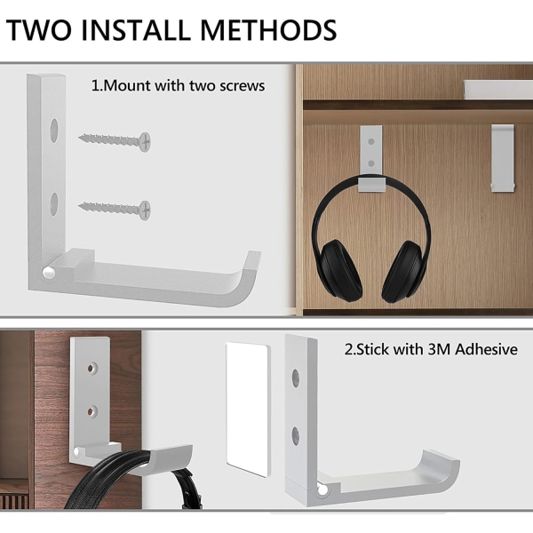 2 stk sammenleggbar hodetelefonveggfeste, hodetelefonveggfeste, rustfritt