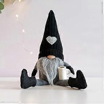 Julkaffe Tomte för Docka Mini Söt Älv Dvärg Prydnad Tillbehör för Sovrum Vardagsrum Dekoration Grå