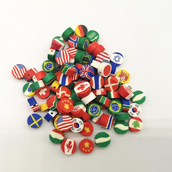 300 stk Polymer Clay Beads Håndlagde Frukt Tema Løs Spacer Beads For Armbånd Smykkeproduksjon（Nasjonalflagg）
