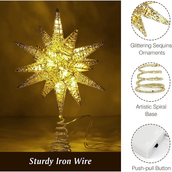 Christmas Tree Star, juletræs baldakin LED-lys, Moravian C