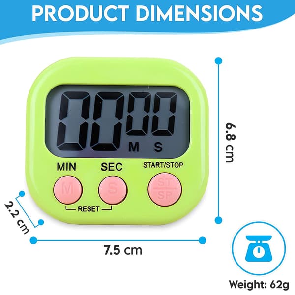 Magnetisk kökstimer Klocka Digital visuell timer Ljusstark display Nedräkning & Stoppur (Grön)