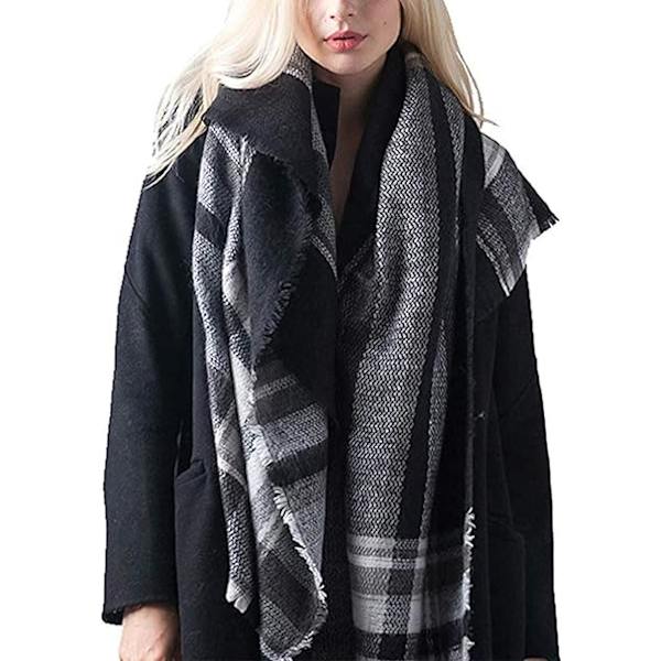 (Nior) Stor Uld Ternet Tørklæde Kvinder Cashmere Sjal Tørklæde Varm Autu