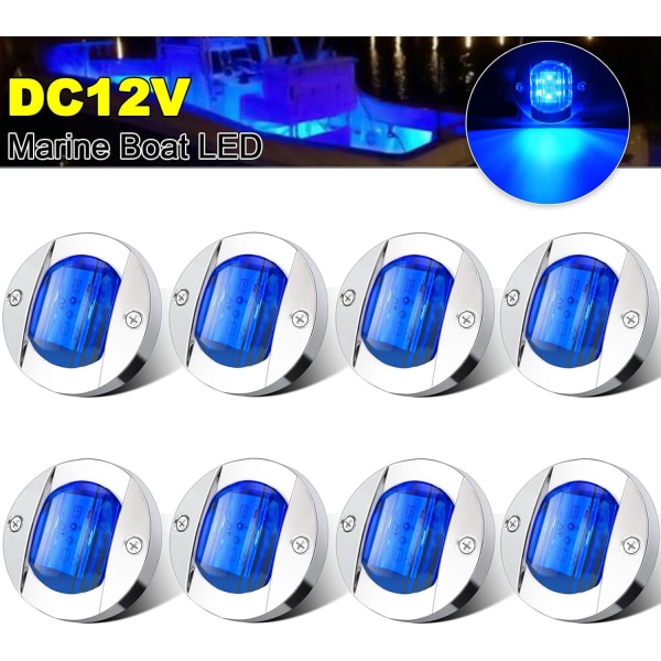 8PCS Bule DC12V 6 LED Side Marker Light Navigation Lights Waterpr