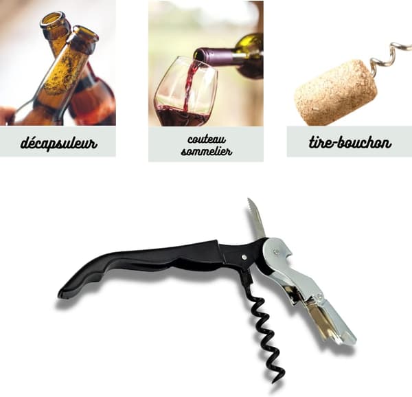 Limonadier Corks Waiters og Bartender Flaskeåpner 3 i 1 Flekk