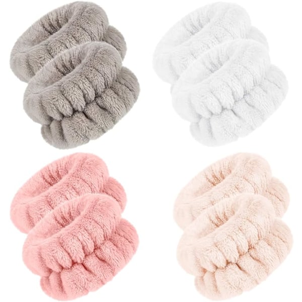 4 par mikrofiberansiktsrengöring absorberande handledsband för kvinnor