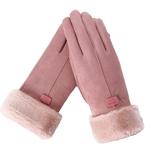 Winter Warm Gloves for Women Touch Screen Suede Thick Lining Mitt