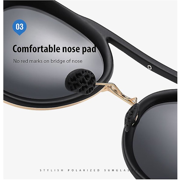 Klassiske Aviator Solbriller for Kvinner Menn Vintage Retro Metall Shades（Svart）