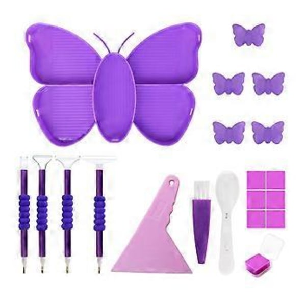 5D DIY Diamantmålning Bricka, Borrbricka Verktygsset Tratt Rad Borrbricka Behållare Multifunktionell Flip Borrplatta Strass Sorteringsbricka (Lila) Purple