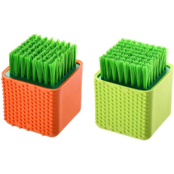 2-pack silikon tvättborste skrubbning multifunktionell hushållsduk skrubberborste dubbelsidig skrubber för kläder underkläder skor, plast mjukt rengöringsverktyg