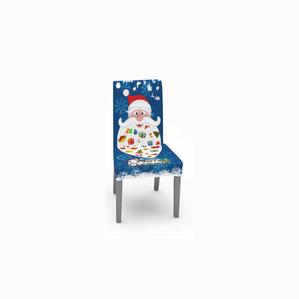 Elastic fabric tablecloth, blue bottom Santa Claus table cover an