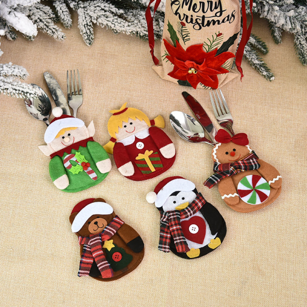 Christmas Cutlery Bags Set of 9 - Creative Cartoon Dolls, Kitchen