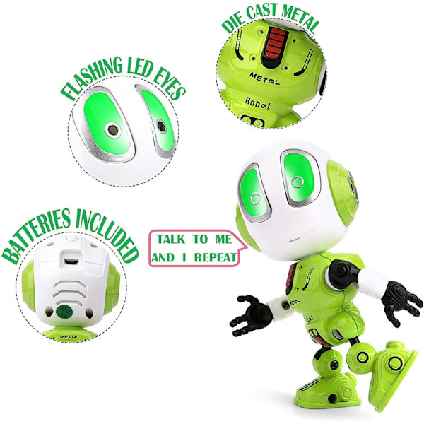 Metallpratende robotleker med Waht You Say Repeats, Rechargeab