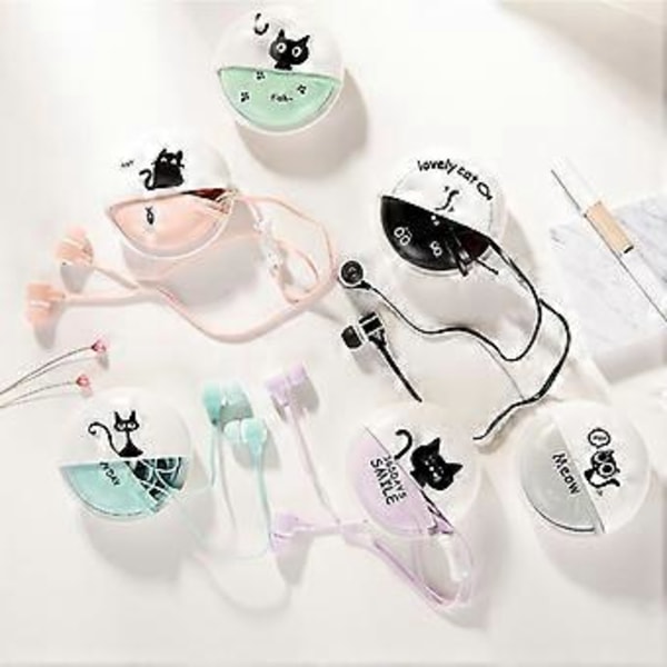 Barnhörlurar Flickor Söta Katt Tecknad Macaron Trådbundna Hörlurar Stereo In Ear Headset