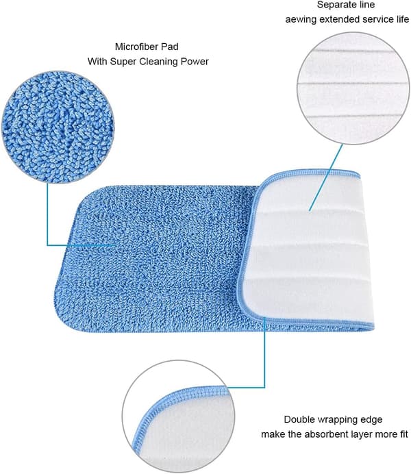 6 stk. moppeputerstatninger, mikrofiber spraymoppputerstatninger for spraymopp