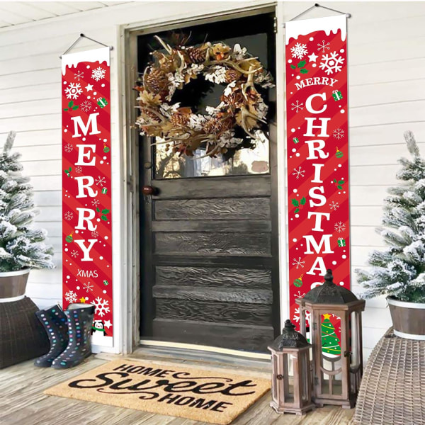 (5) Juledekorasjoner til veranda, God jul-banner Velkommen Br