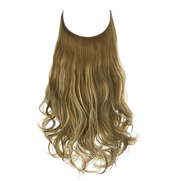 Justerbar hovedbøjle Usynlige trådhårforlængelser fremhæver lange krøllede syntetiske hårstykker til kvinder varmebestandig fiber (18 tommer)