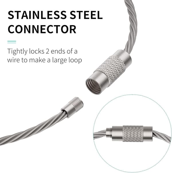 20 stk. Lanyard Nøglering Kabel Stor Rustfrit Stål Nøgleringe