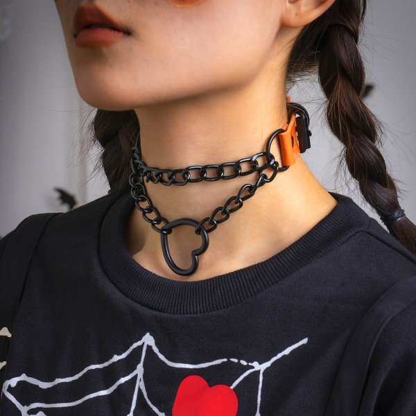 Orange Vintage Gothic Love Kæde Halskæde Kort Kæde Punk Metal